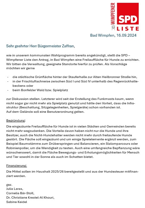 Antrag an den Gemeinderat