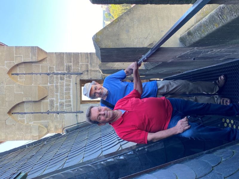 Klaus Ranger auf dem blauen Turm mit Bernd Wetzka